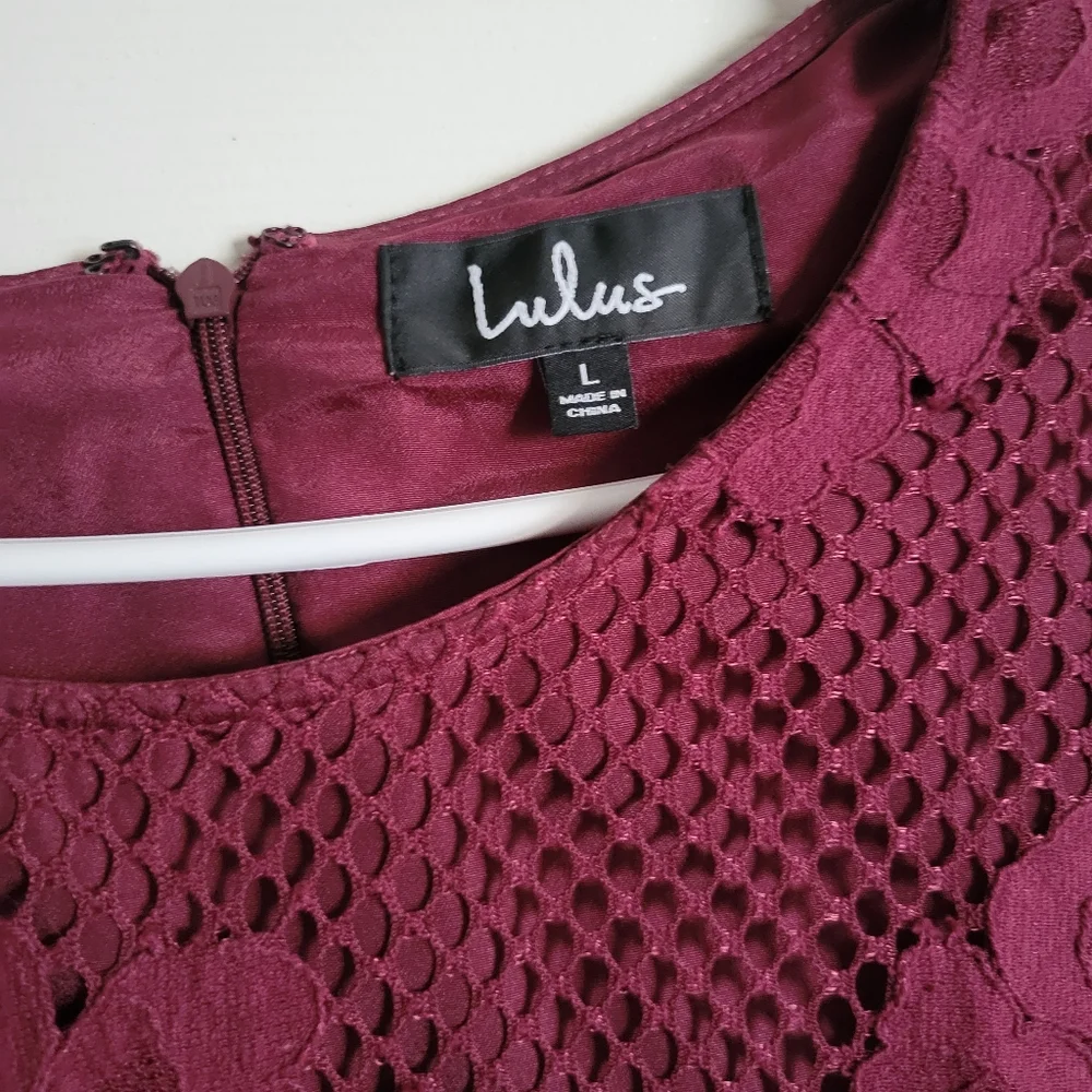 Can't Forget You Burgundy Lace Bell Sleeve Shift Dress - Picture 4 of 5